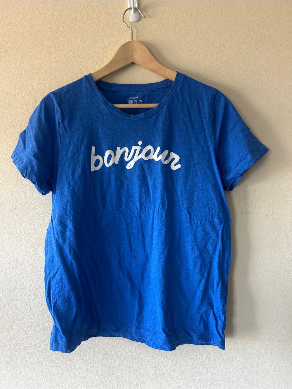 J. Crew collector tee- Blue bonjour